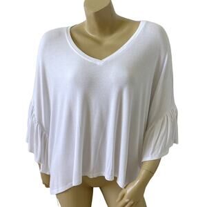 Akemi + Kin Anthropologie Womens XS/S White V Neck Bell Sleeve Tunic Shirt